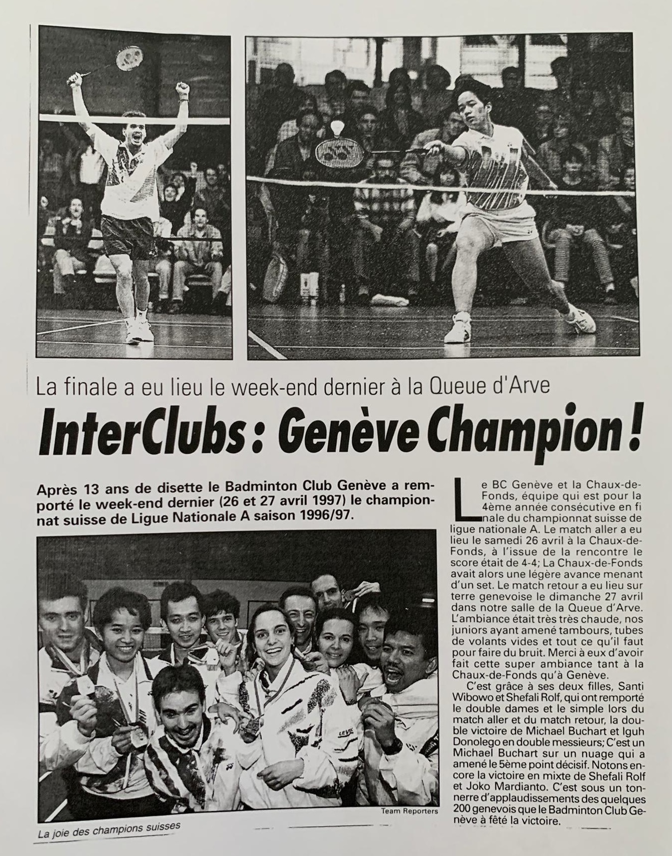 Badminton Club Genève Santi Wibowo 